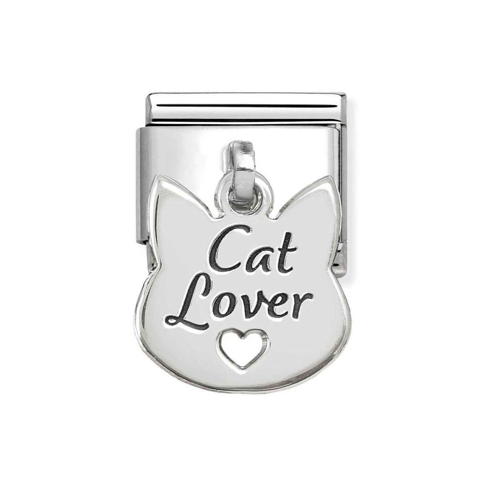 Nomination Classic Link Pendant Cat Lover Face Charm in Silver