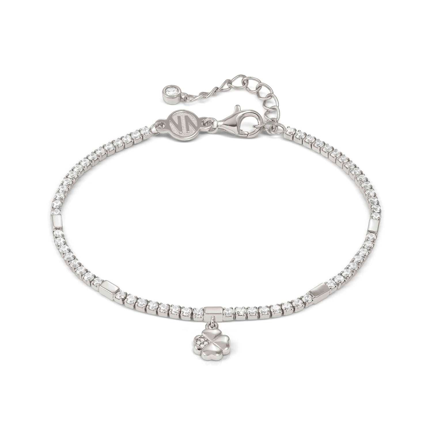 Nomination Petit Sparkle Tennis Bracelet Four Leaf Clover Pendant silver