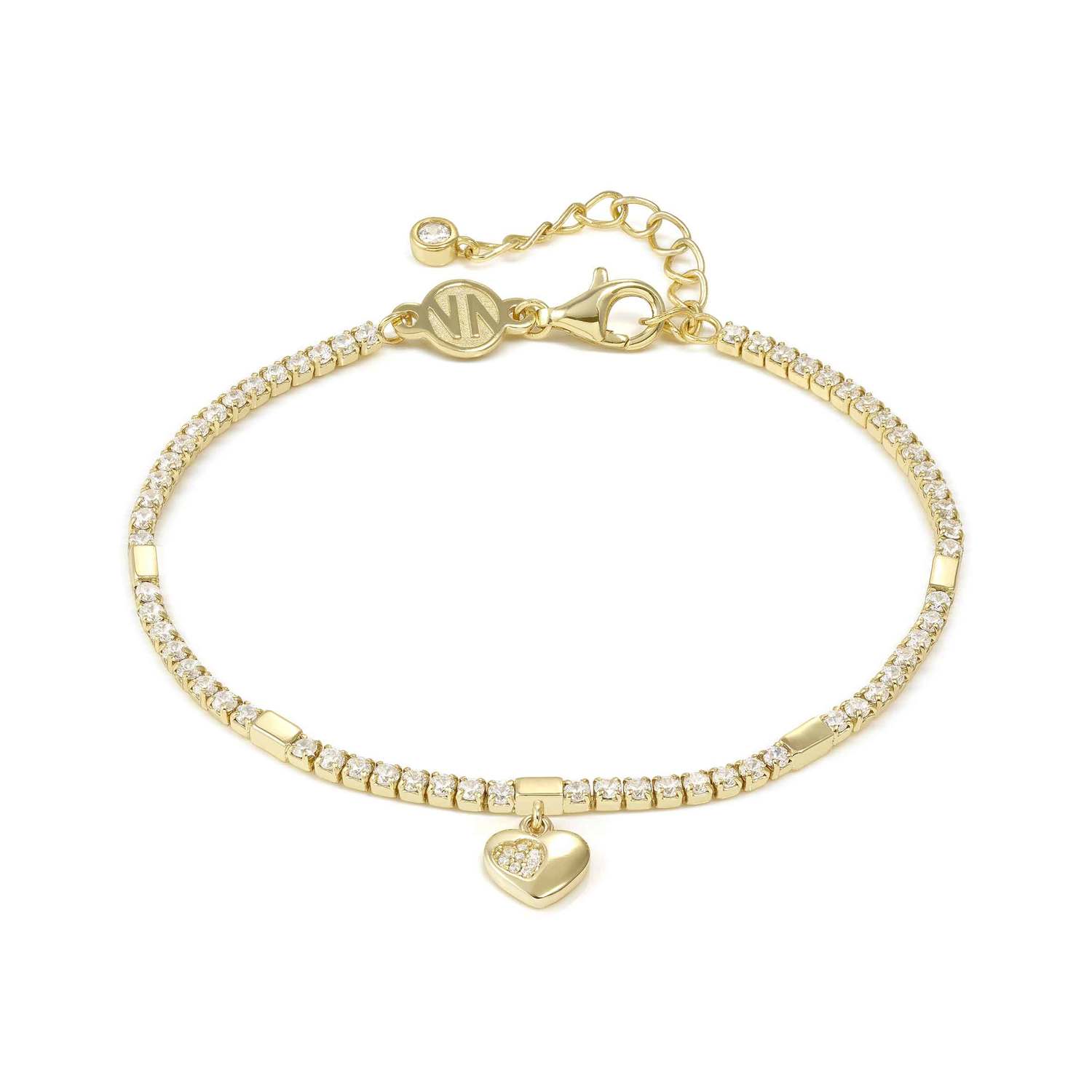 Nomination Petit Sparkle Tennis Bracelet Heart Pendant gold finish