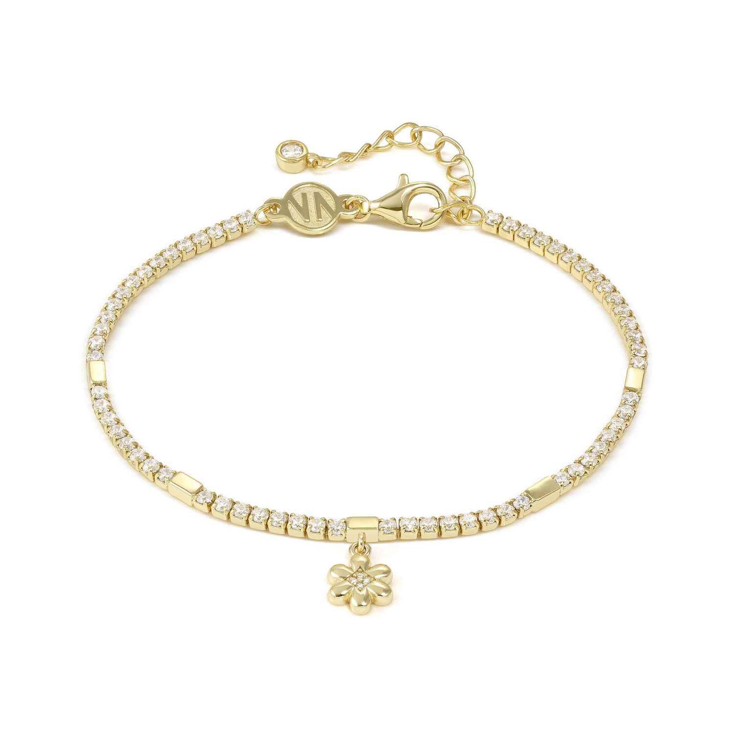 Nomination Petit Sparkle Tennis Bracelet Flower Pendant gold finish