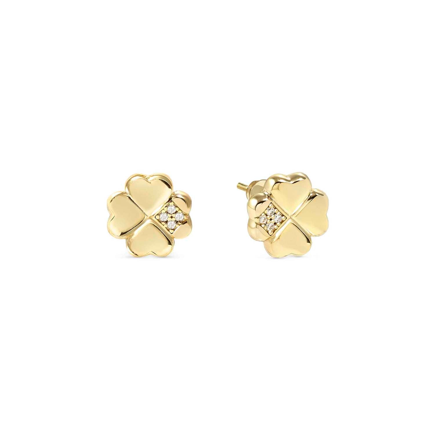 Nomination Petit Sparkle Butterfly Four Leaf Clover Stud Earrings gold finish