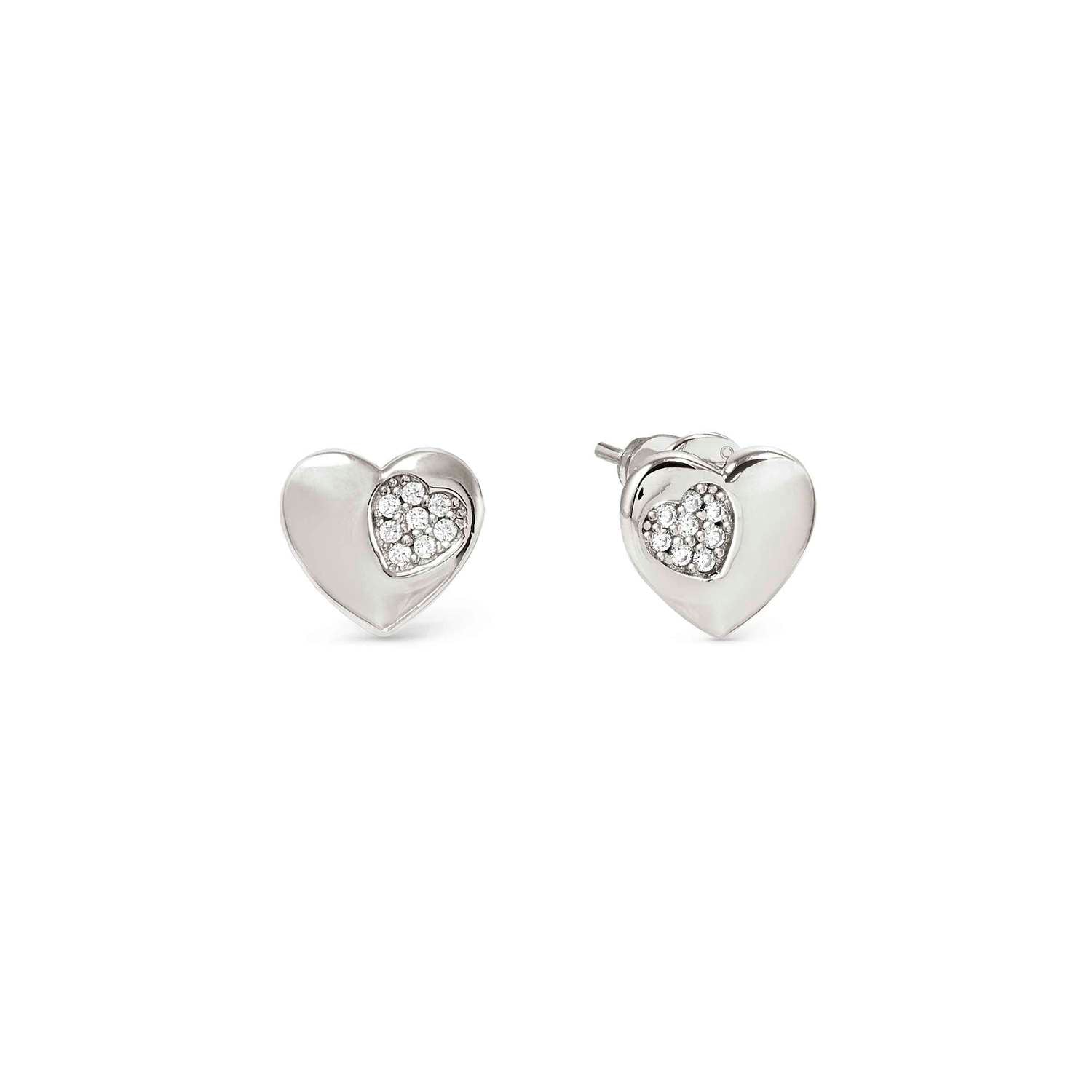 Nomination Petit Sparkle Butterfly Heart Stud Earrings silver