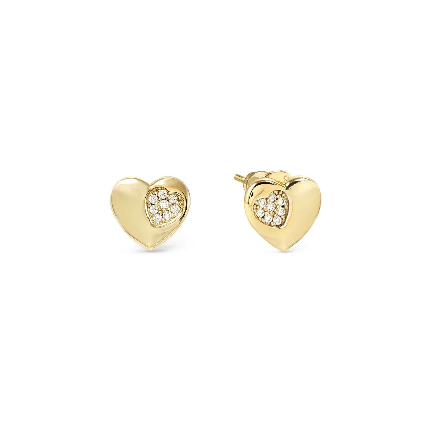 Nomination Petit Sparkle Butterfly Heart Stud Earrings gold finish