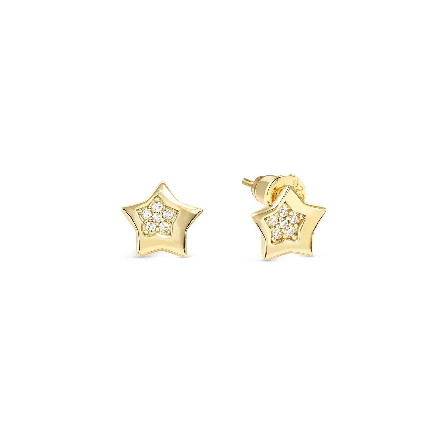 Nomination Petit Sparkle Butterfly Star Stud Earrings gold finish