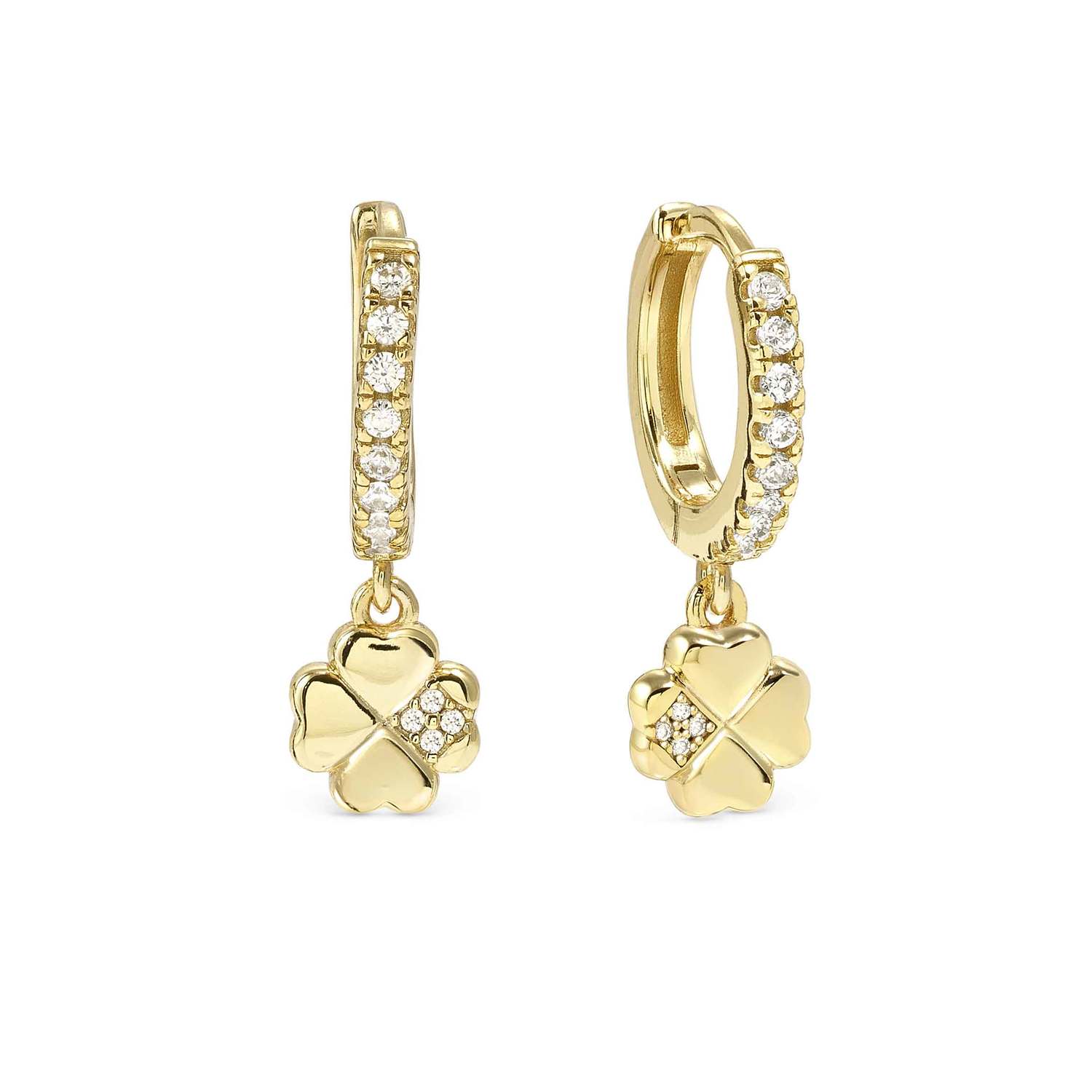 Nomination Petit Sparkle Four Leaf Clover Hoop Earrings gold finish