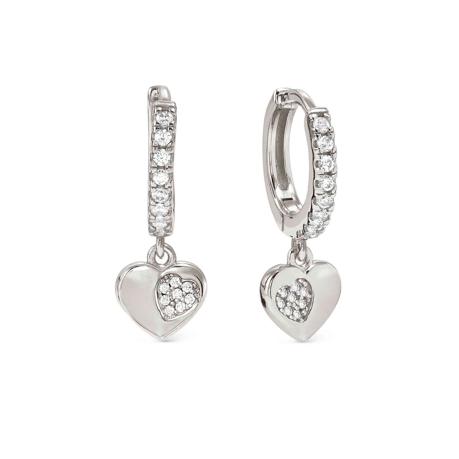 Nomination Petit Sparkle Heart Hoop Earrings silver