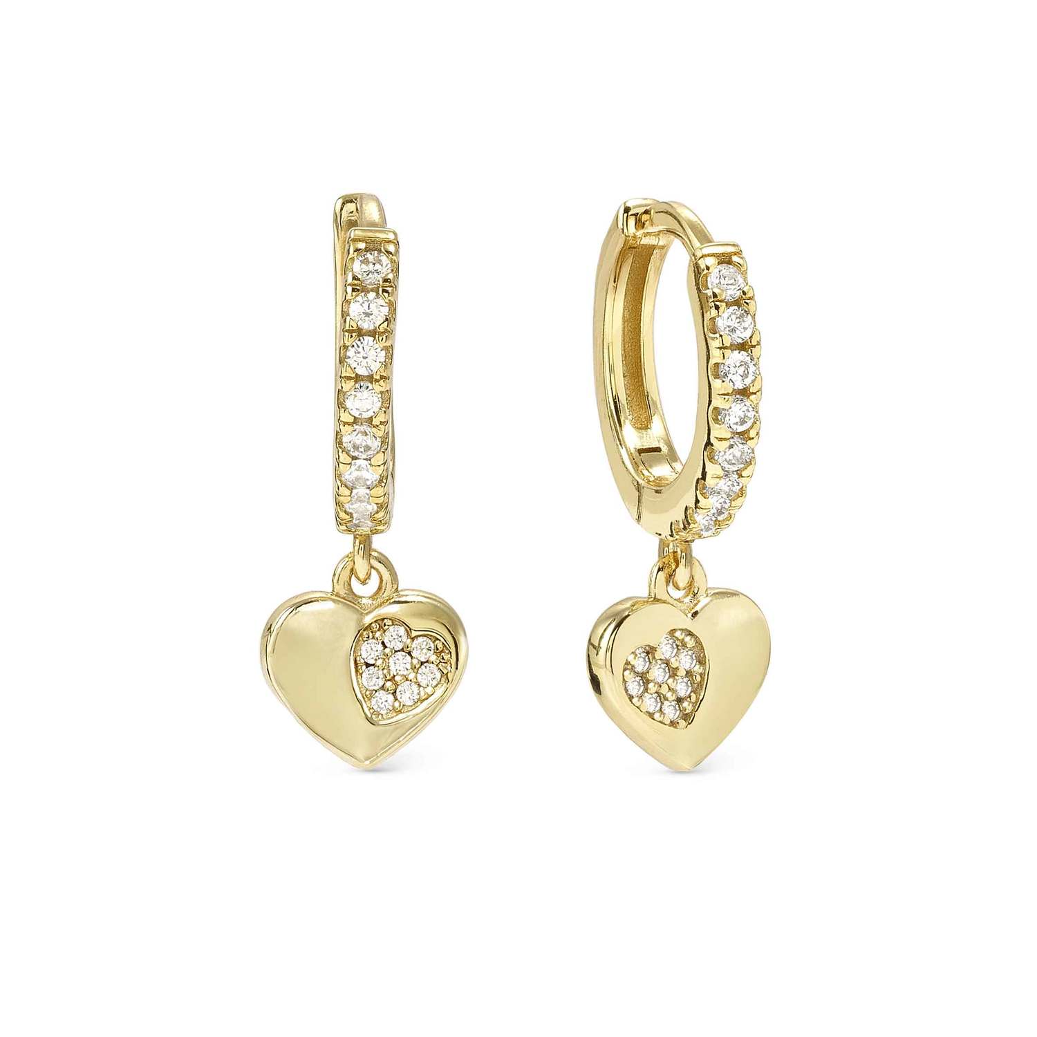 Nomination Petit Sparkle Heart Hoop Earrings gold finish