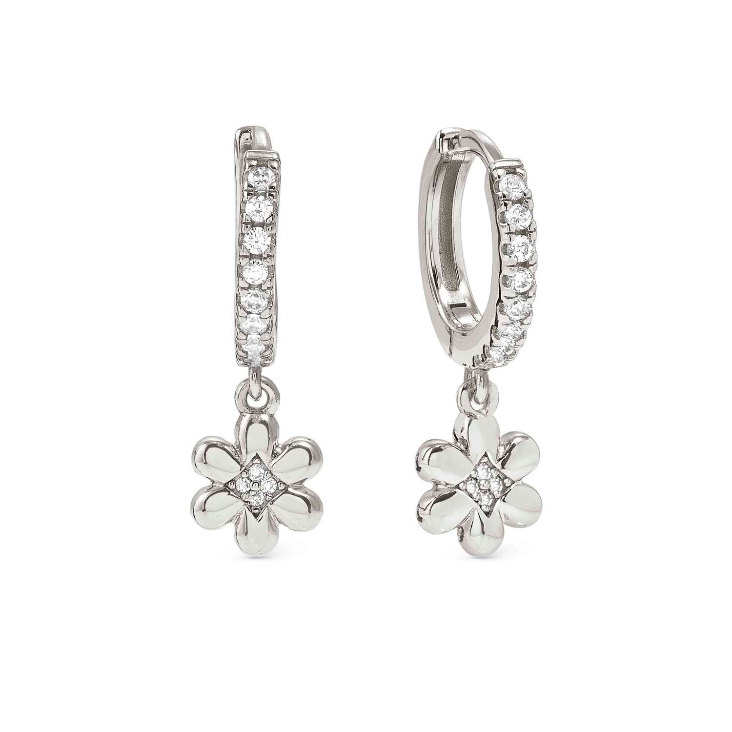 Nomination Petit Sparkle Flower Hoop Earrings silver