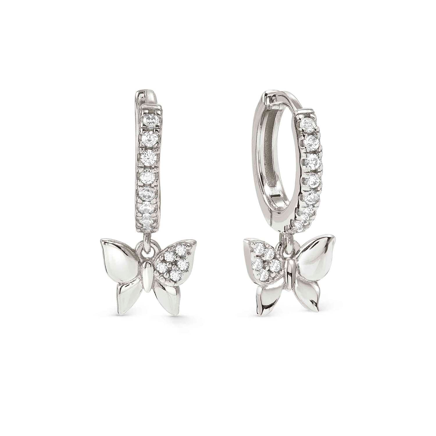 Nomination Petit Sparkle Butterfly Hoop Earrings silver