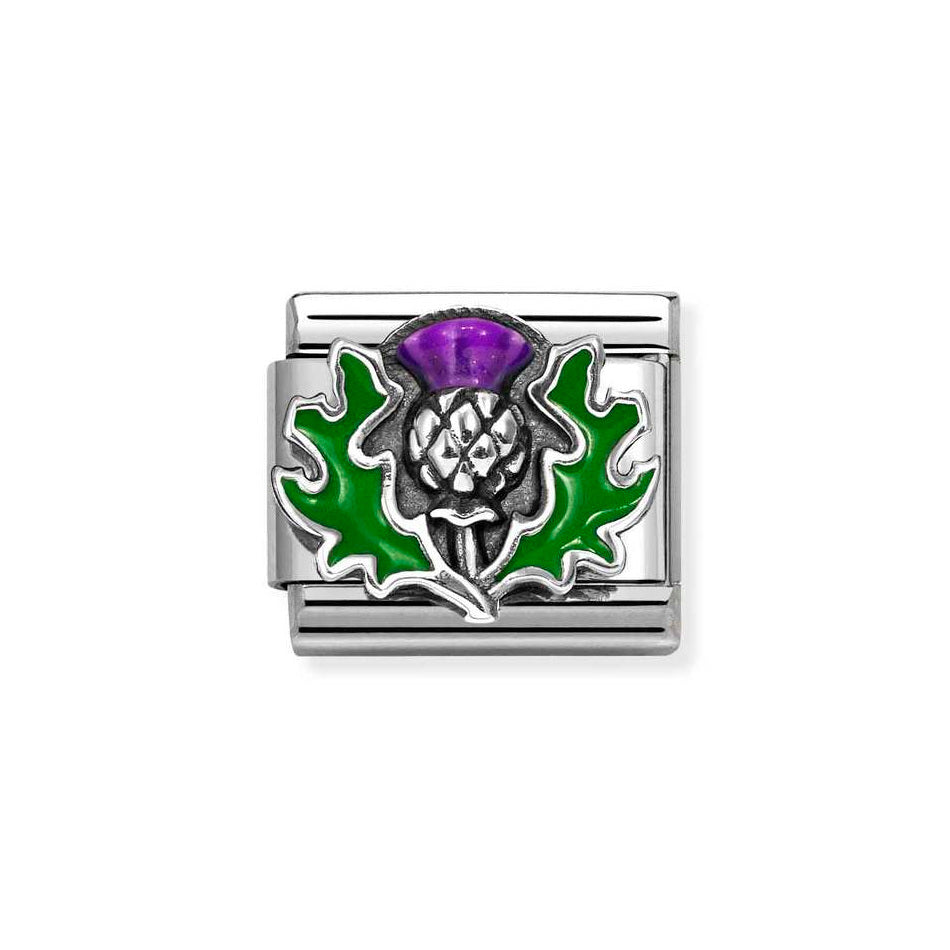 Nomination Classic Link Purple Thistle Charm in Silver