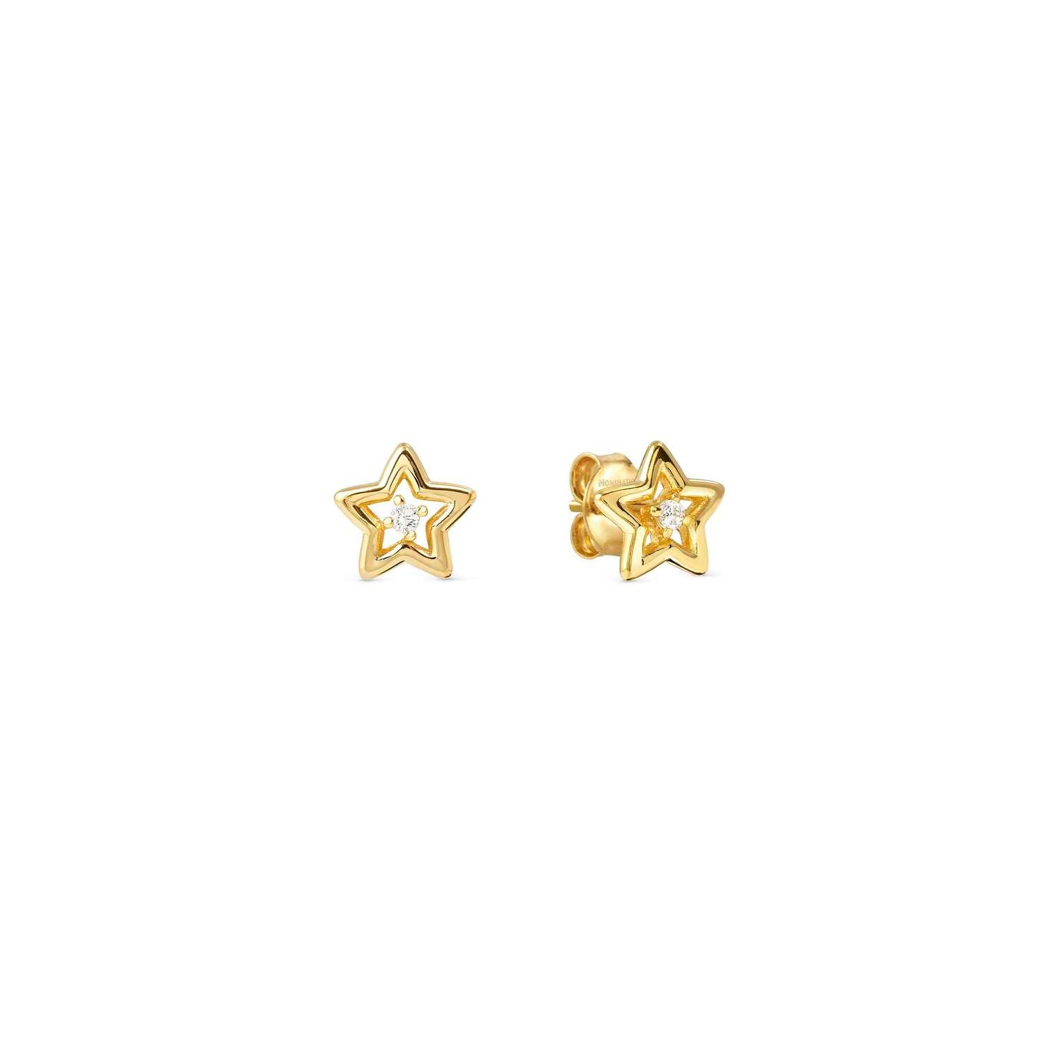 Nomination Dream Beats White CZ Star Earrings gold