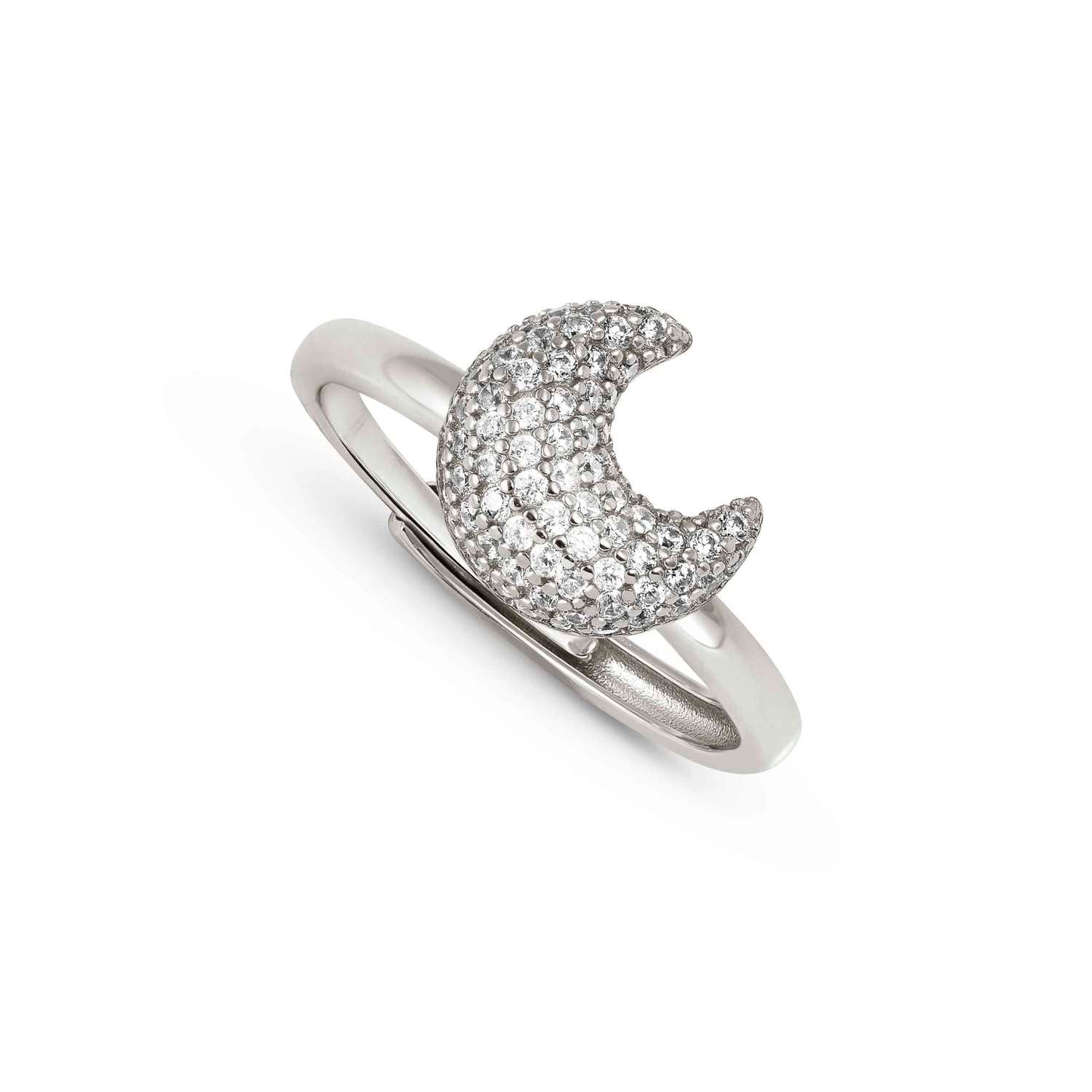 Nomination Life Poetry CZ Pave Moon Ring silver