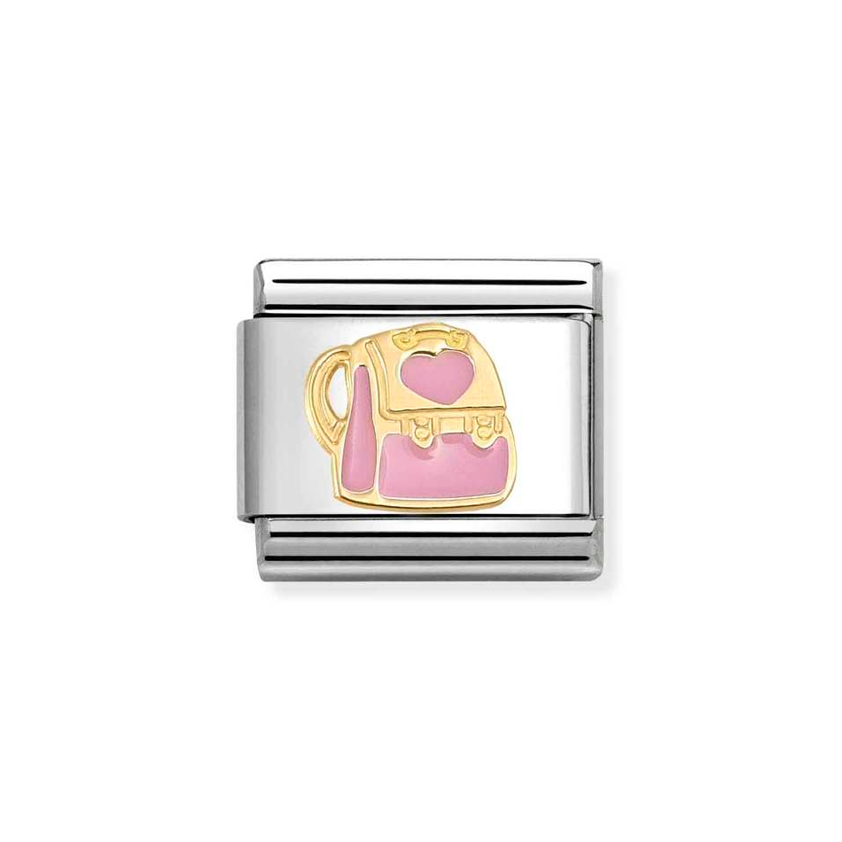 Nomination Classic Link Pink Backpack Charm in Gold