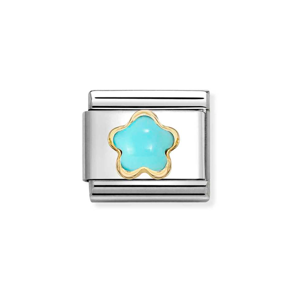 Nomination Classic Turquoise Flower Charm in Gold