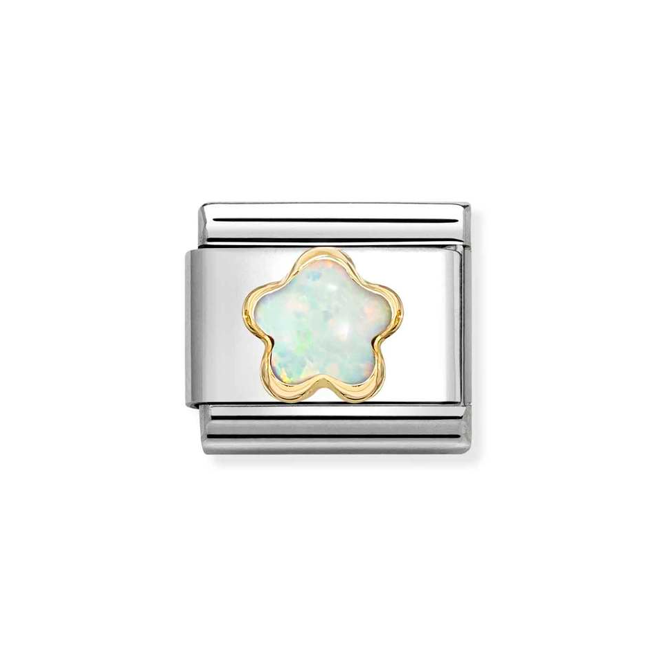 Nomination Classic White Opal Flower Charm in Gold