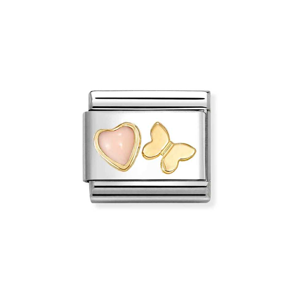Nomination Classic Pink Coral Heart with Butterfly Charm in Gold