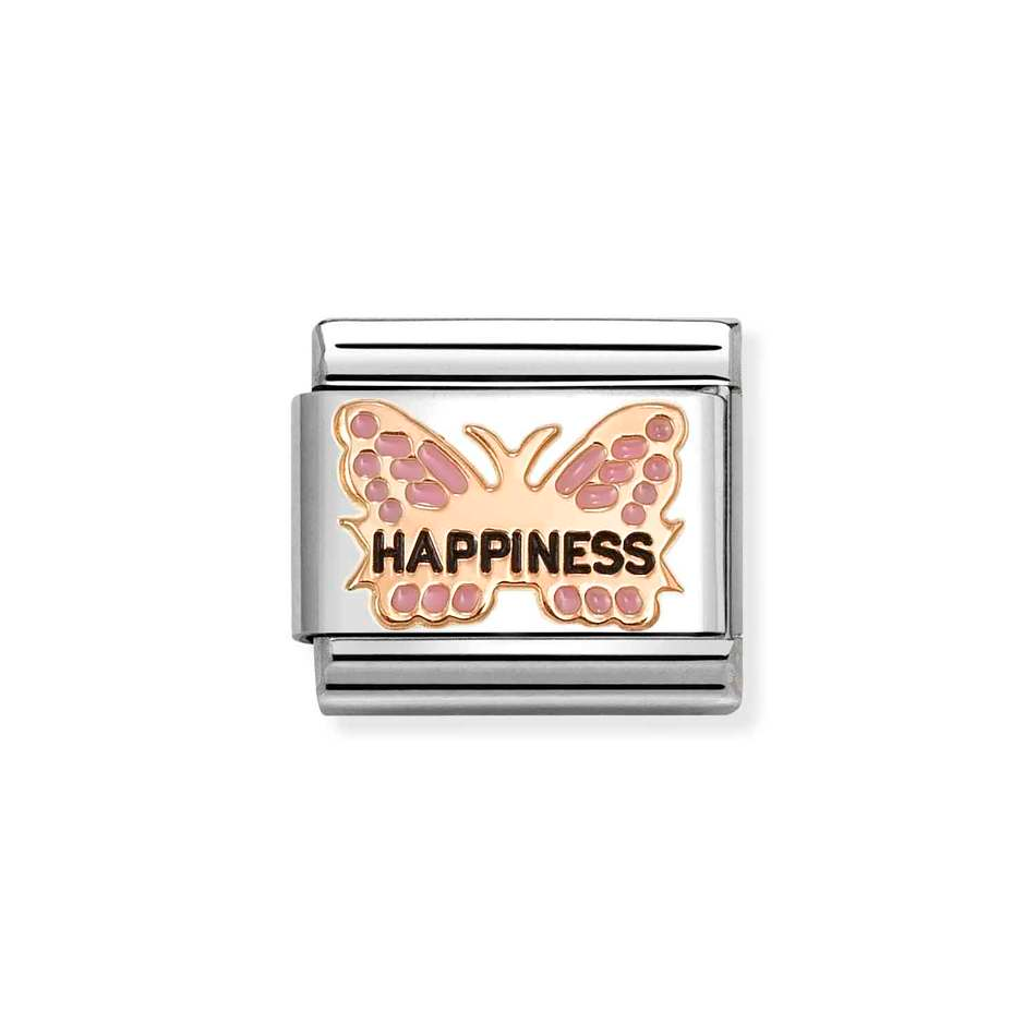 Nomination Classic Link Pink Butterfly HAPPINESS in Rose Gold