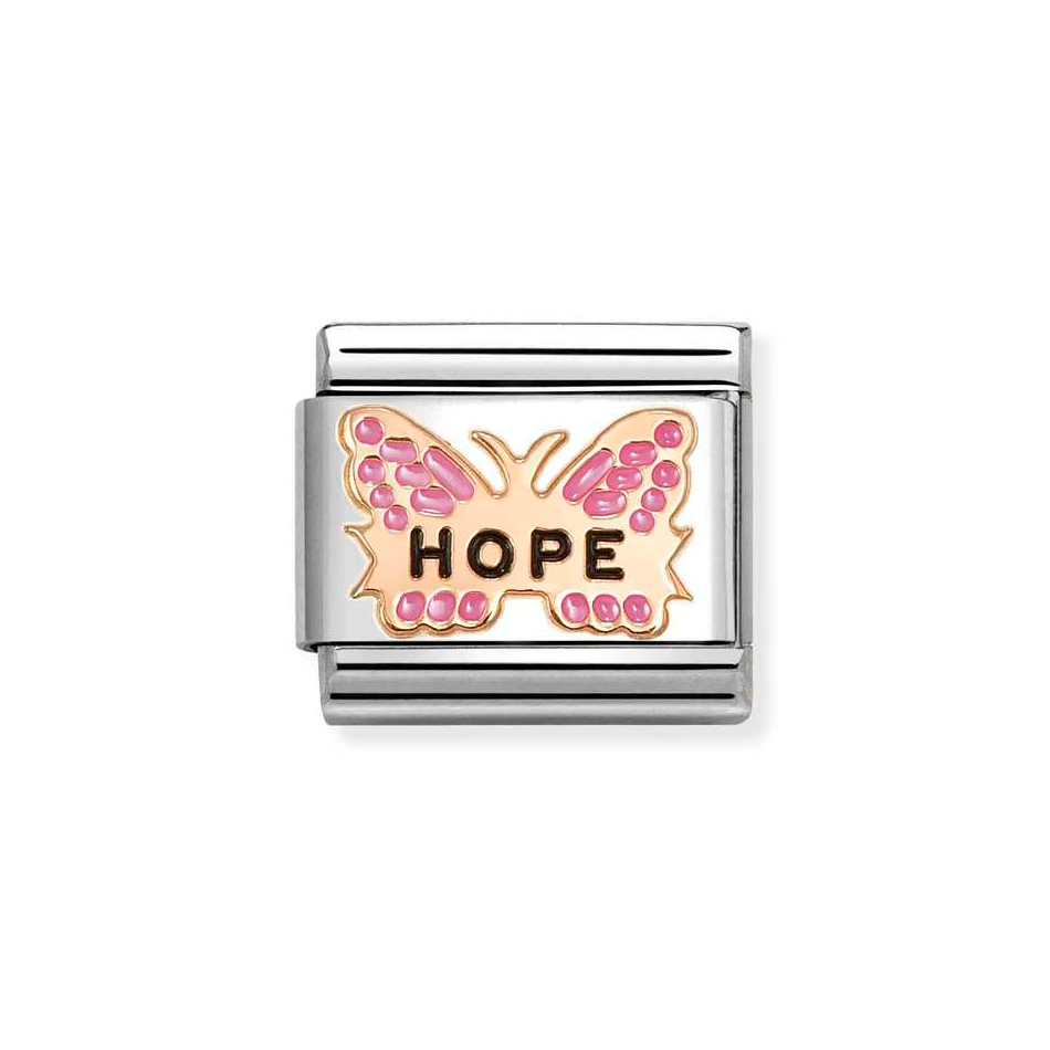 Nomination Classic Link Fuchsia Butterfly HOPE in Rose Gold