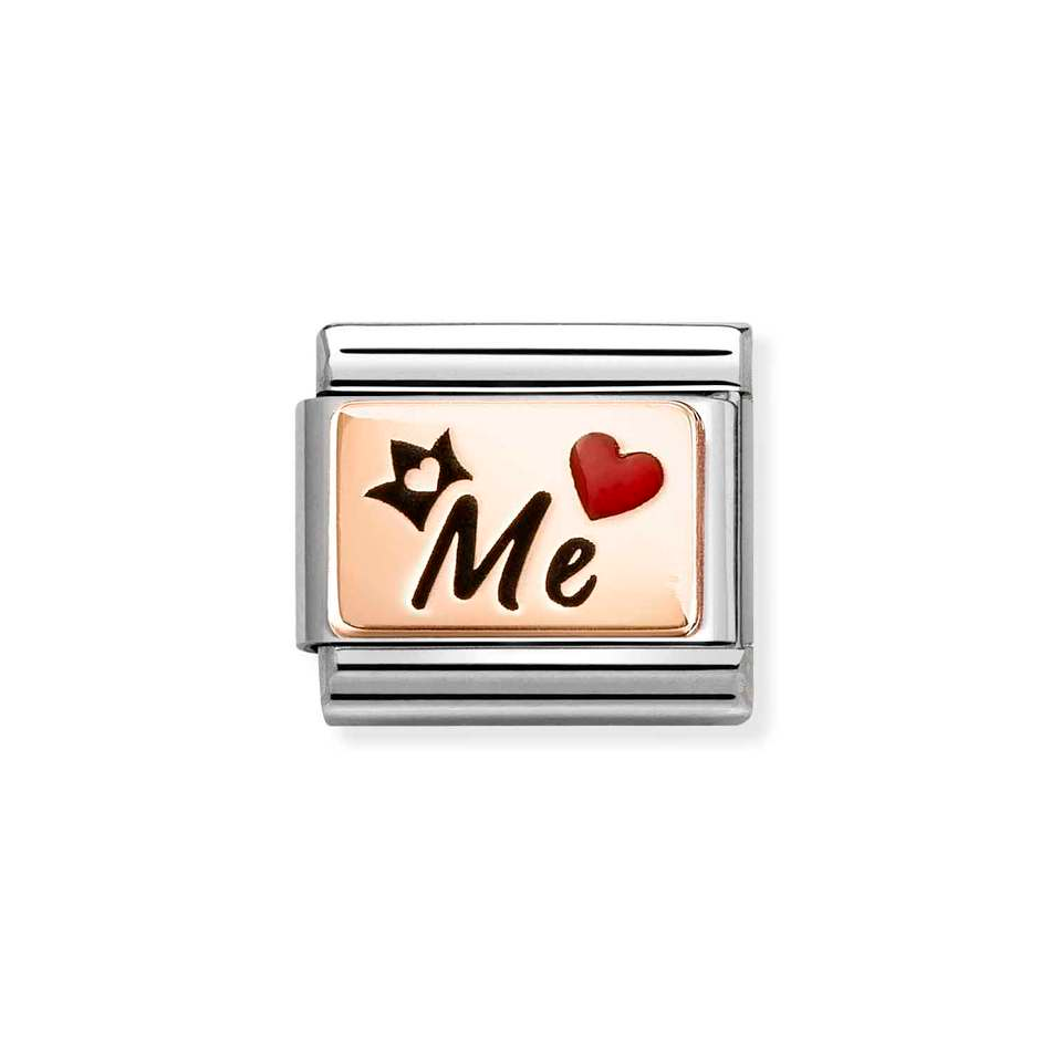 Nomination Classic Link Me with Heart and Crown Charm in Rose Gold