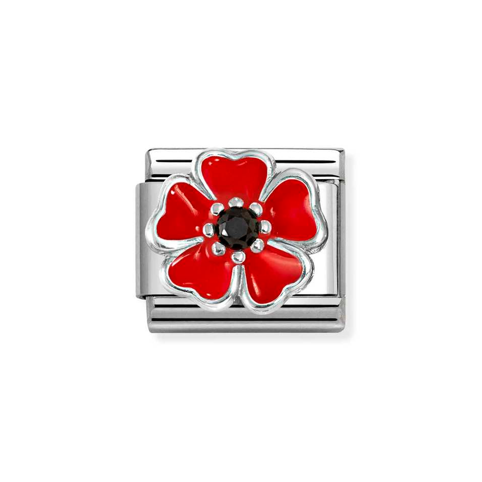 Nomination Classic Link Poppy with CZ Charm in Silver