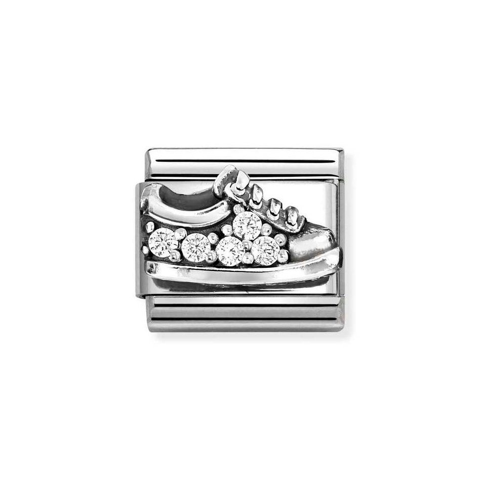 Nomination Classic Link White CZ Trainers Charm in Silver