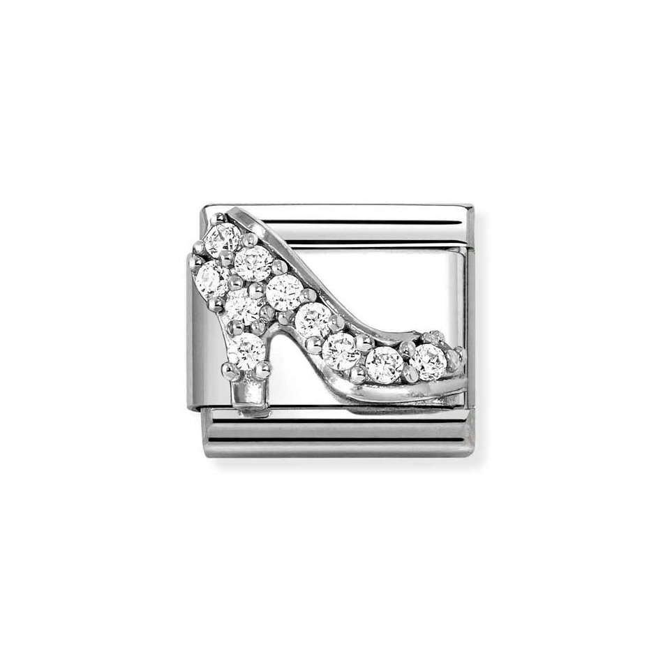 Nomination Classic Link High Heeled Shoe with CZ Charm in Silver