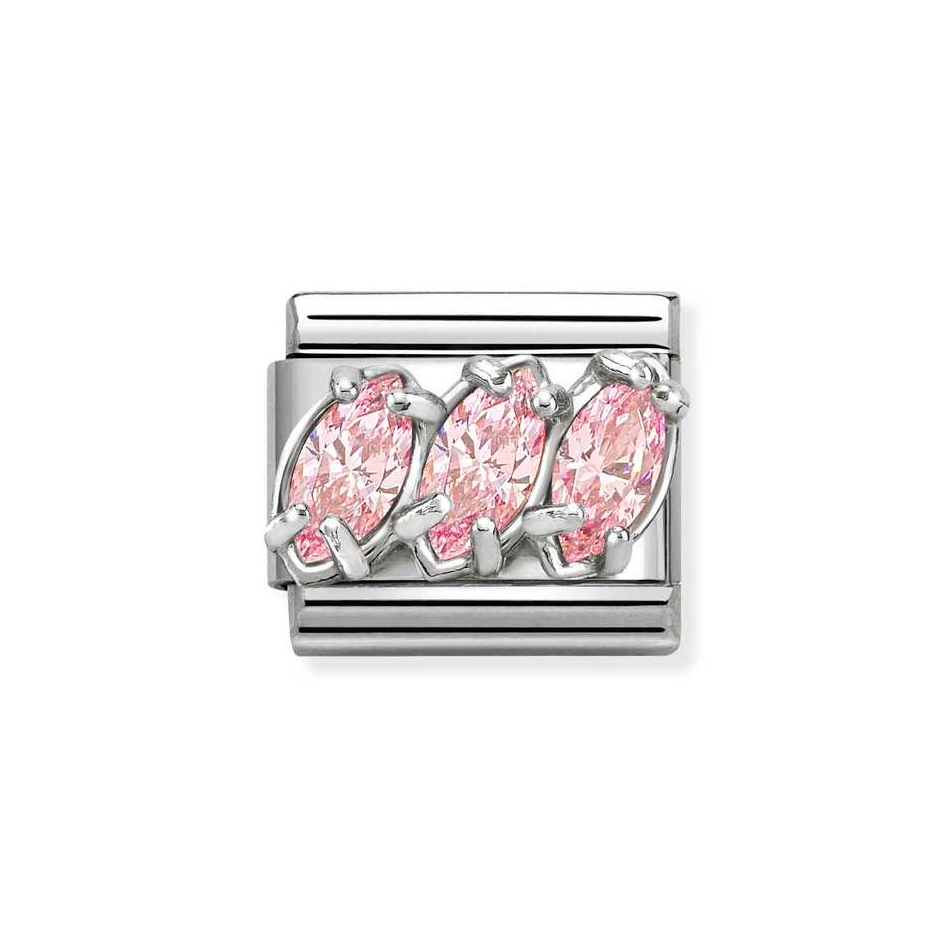 Nomination Classic Link Trilogy CZ Pink Charm in Silver