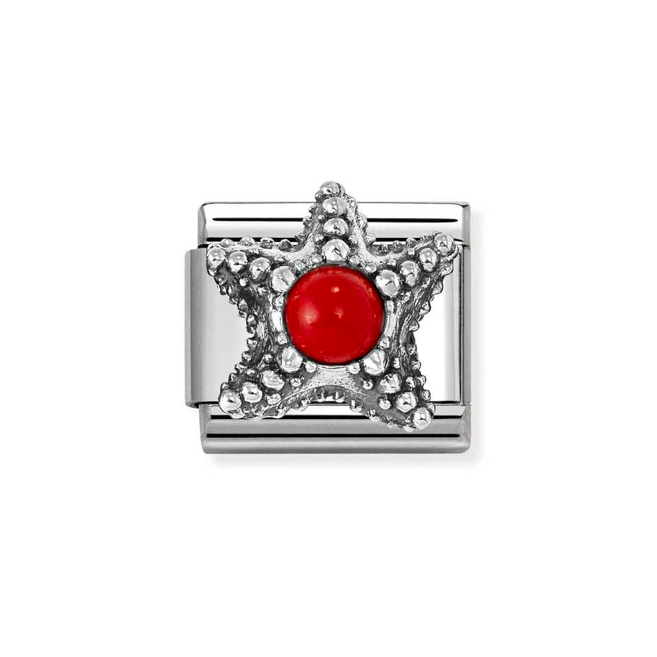 Nomination Classic Red Coral Starfish Charm in Silver