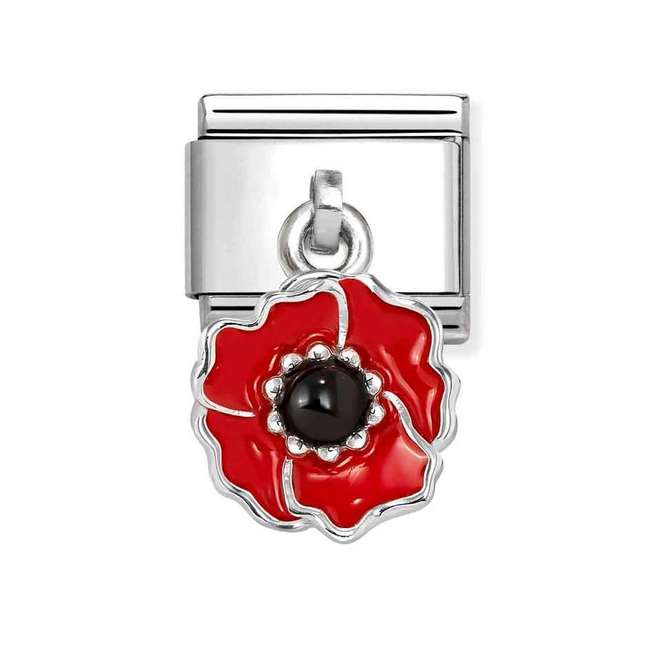 Nomination Classic Link Pendant Poppy Charm in Silver