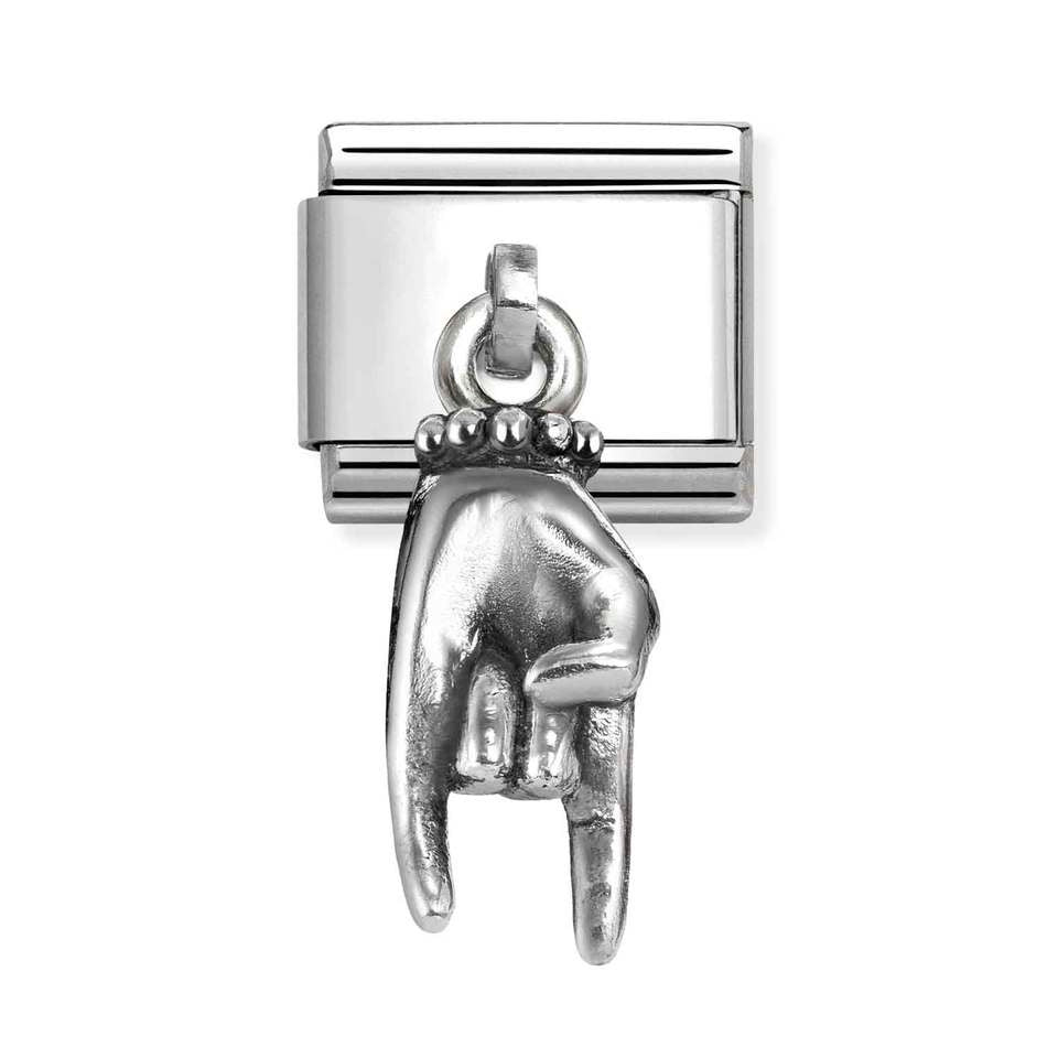 Nomination Classic Link Pendant Horn Hand Charm in Silver