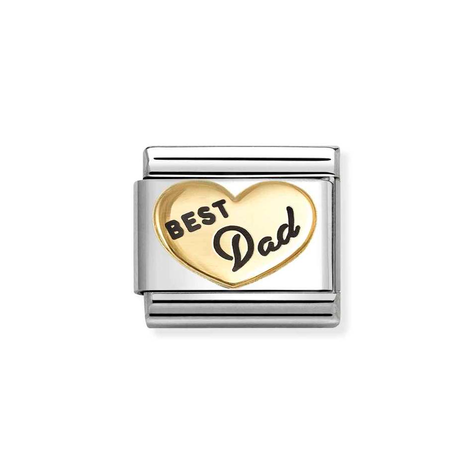Nomination Classic Link Best Dad in Heart Charm in Gold