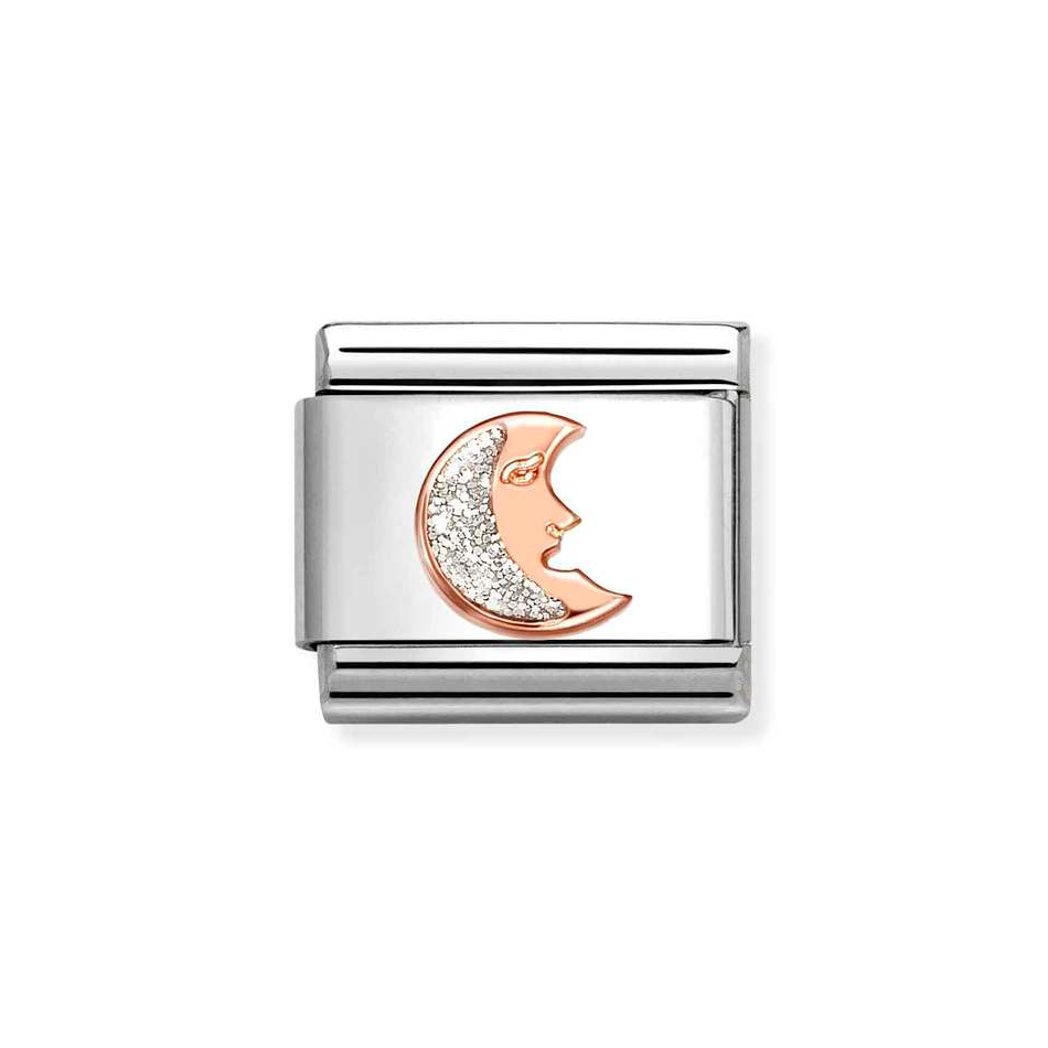Nomination Classic Link Moon with Glitter Charm in Rose Gold