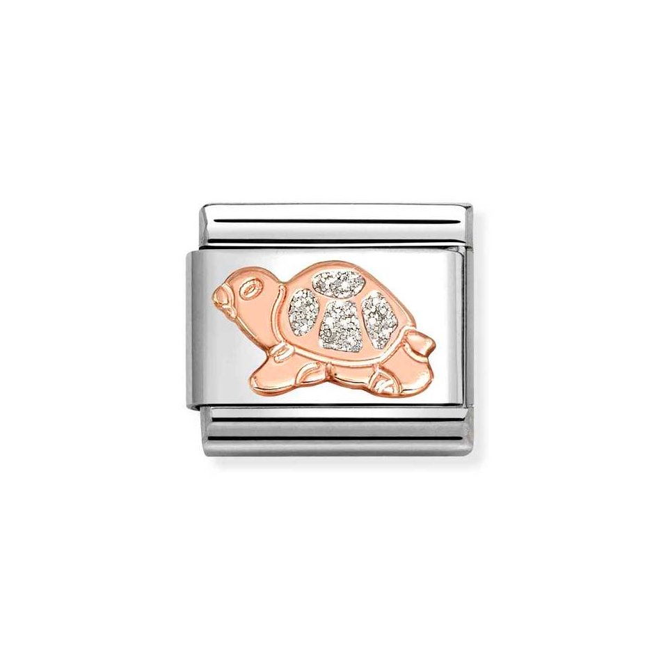 Nomination Classic Link Turtle with Glitter Charm in Rose Gold