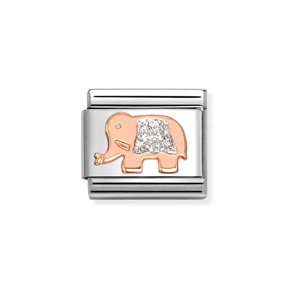 Nomination Classic Link Elephant with Glitter Charm in Rose Gold