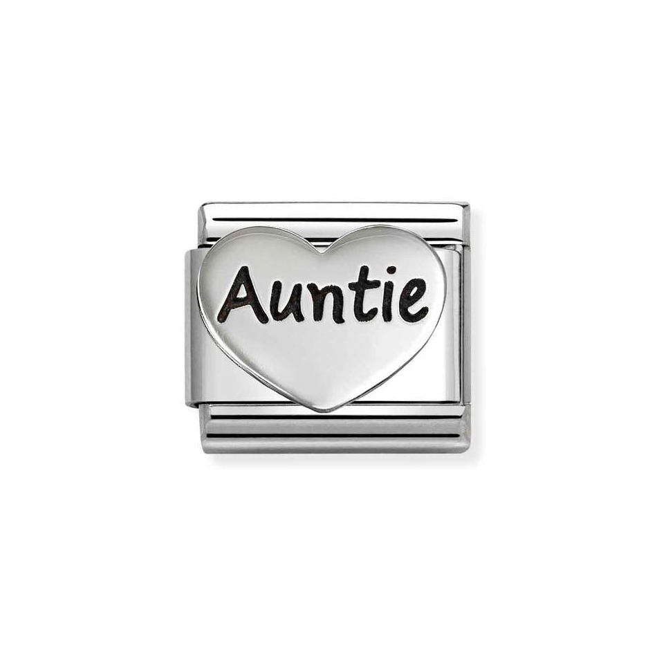 Nomination Classic Link Auntie Heart Charm in Silver
