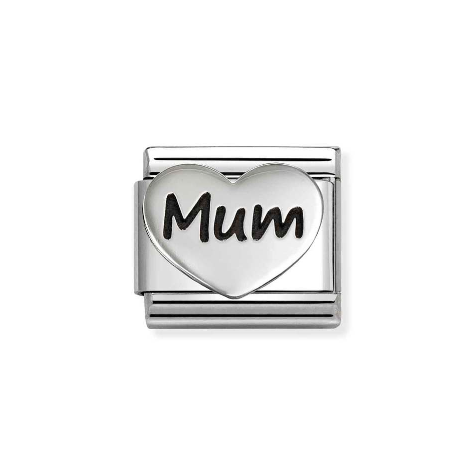 Nomination Classic Link Mum Heart Charm in Silver