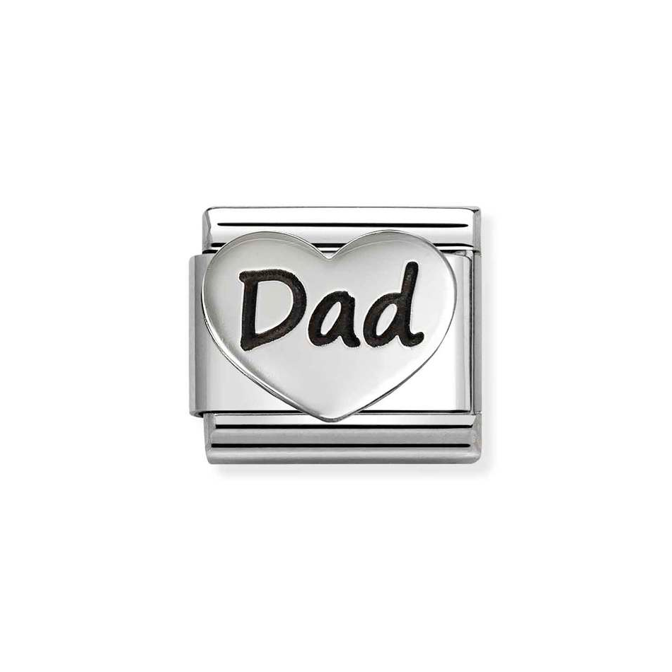 Nomination Classic Link Dad Heart Charm in Silver