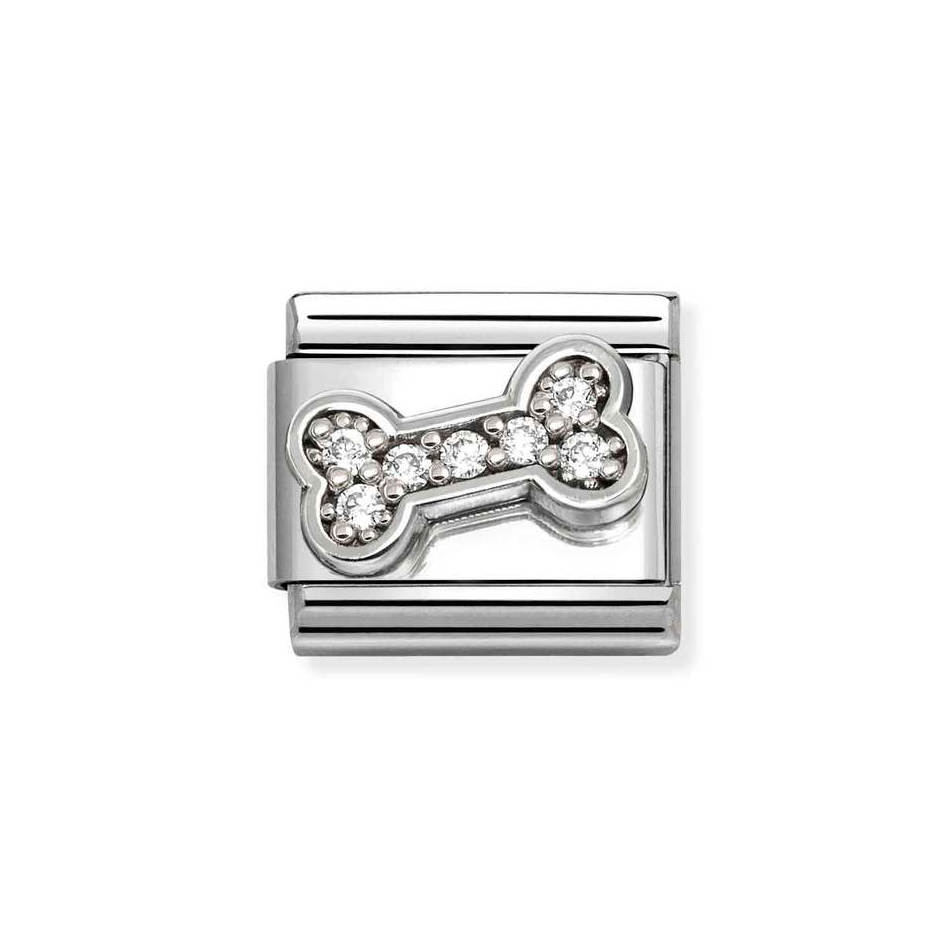 Nomination Classic Link White CZ Bone Charm in Silver