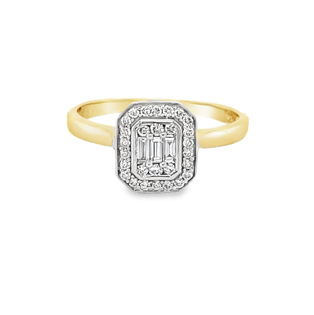 Diamond 31 Stone Octagonal Cluster Ring 0.25ct 9ct Gold