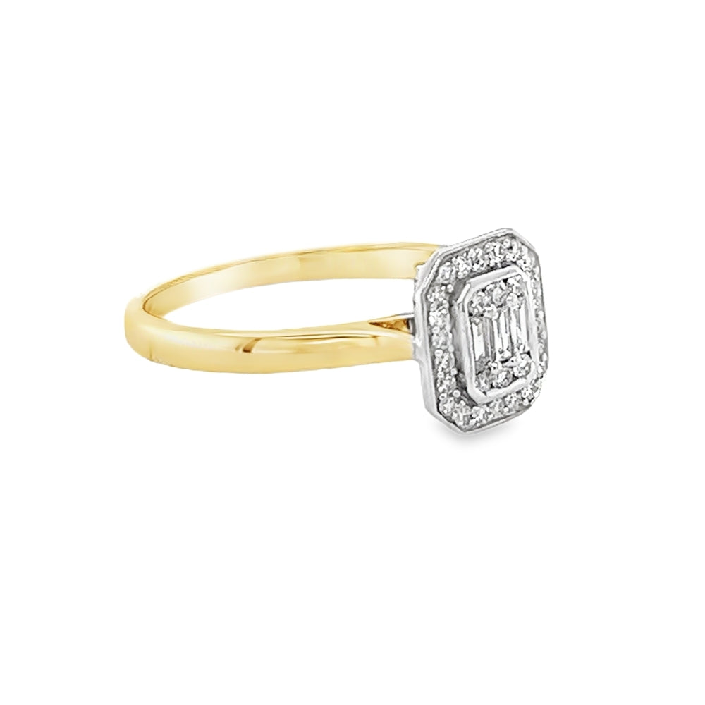 Diamond 31 Stone Octagonal Cluster Ring 0.25ct 9ct Gold