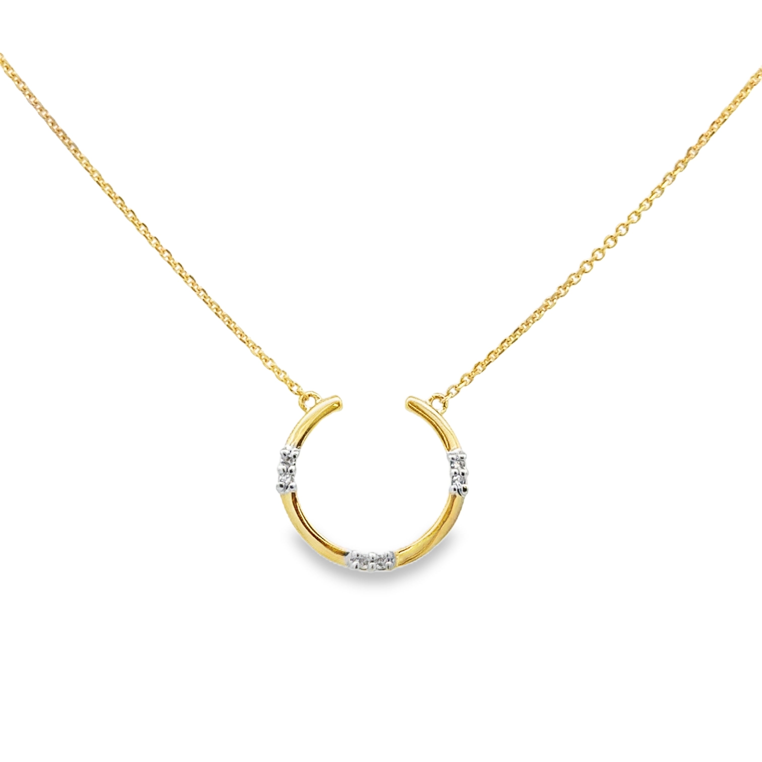 9ct Yellow Gold Diamond Set Horseshoe Pendant