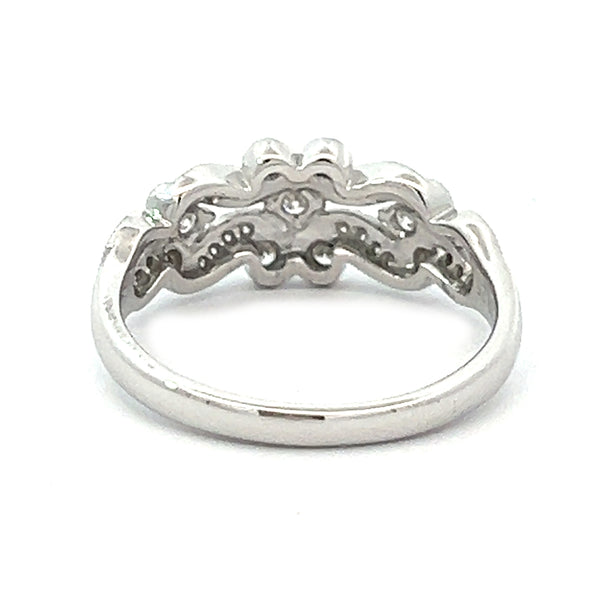 9ct White Gold Deco Style Scroll Ring rear