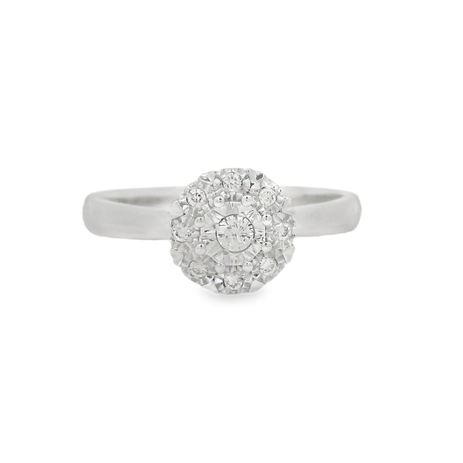 9ct White Gold Diamond Illusion Cluster Ring