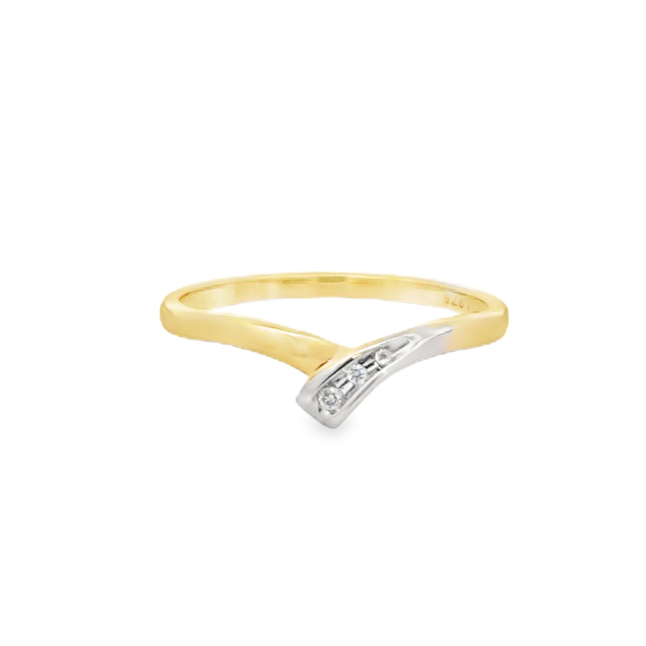 Diamond Set Kiss Wishbone Ring 9ct Gold