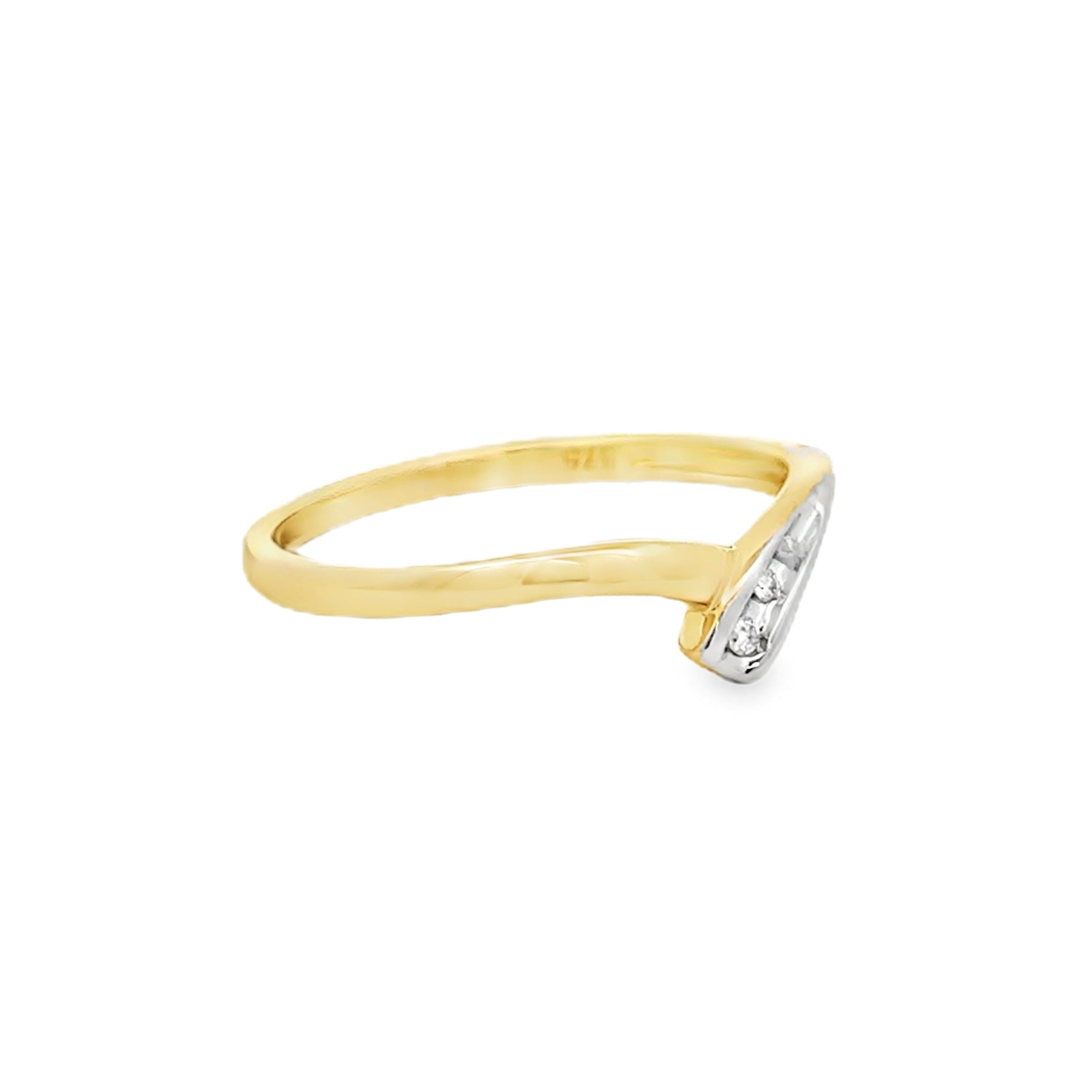 Diamond Set Kiss Wishbone Ring 9ct Gold SIDE