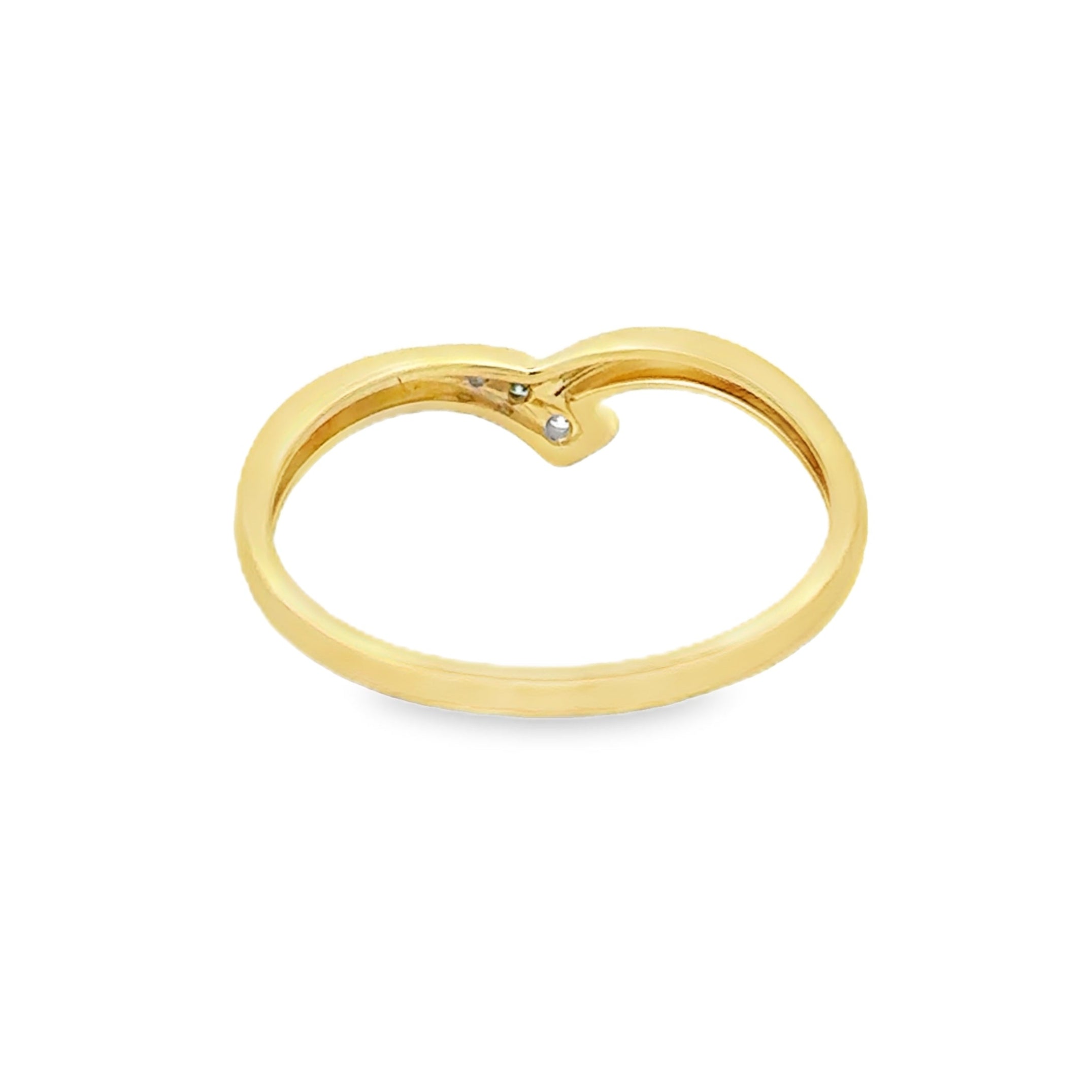 Diamond Set Kiss Wishbone Ring 9ct Gold REAR