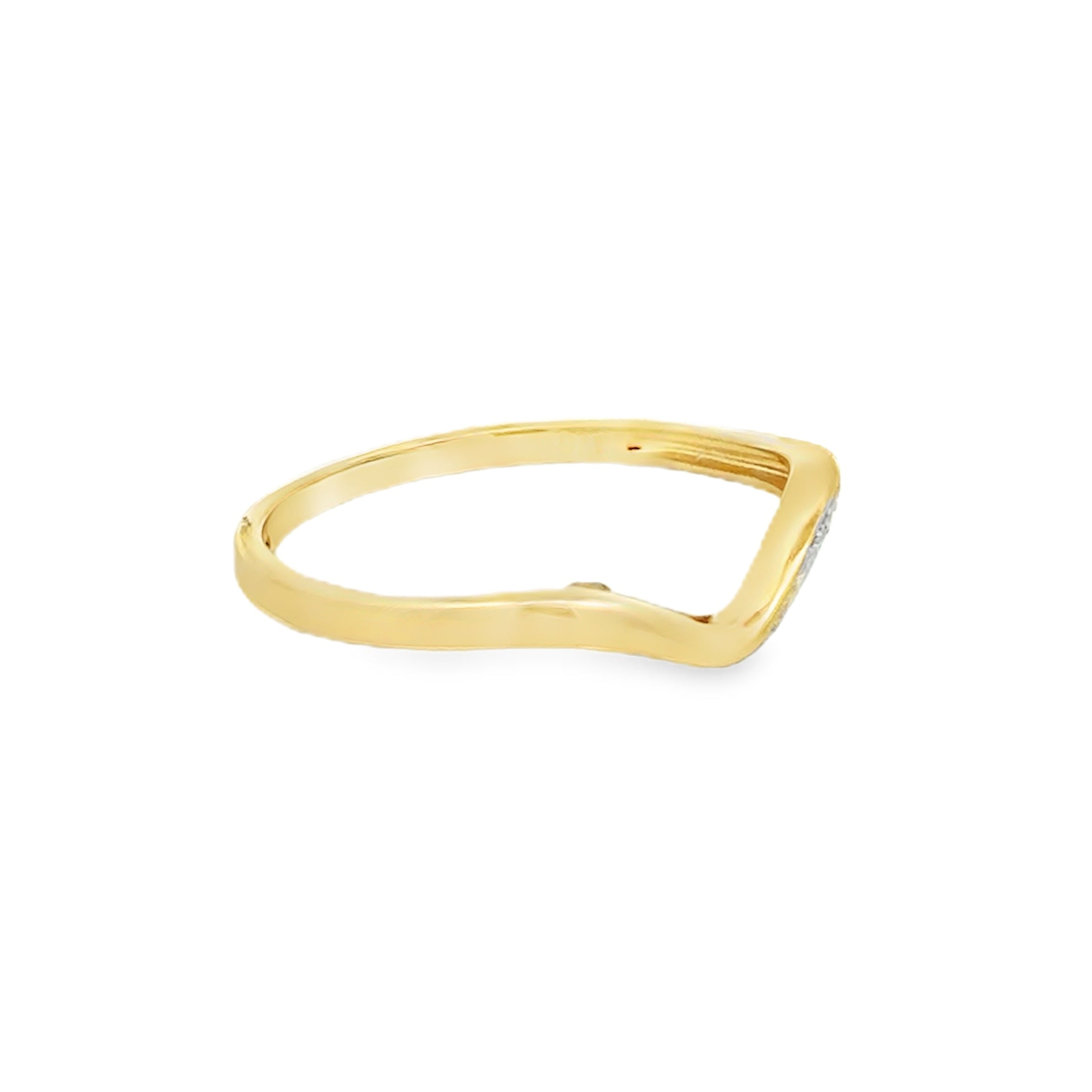 Diamond Set Wave Wishbone Ring 9ct Gold SIDE