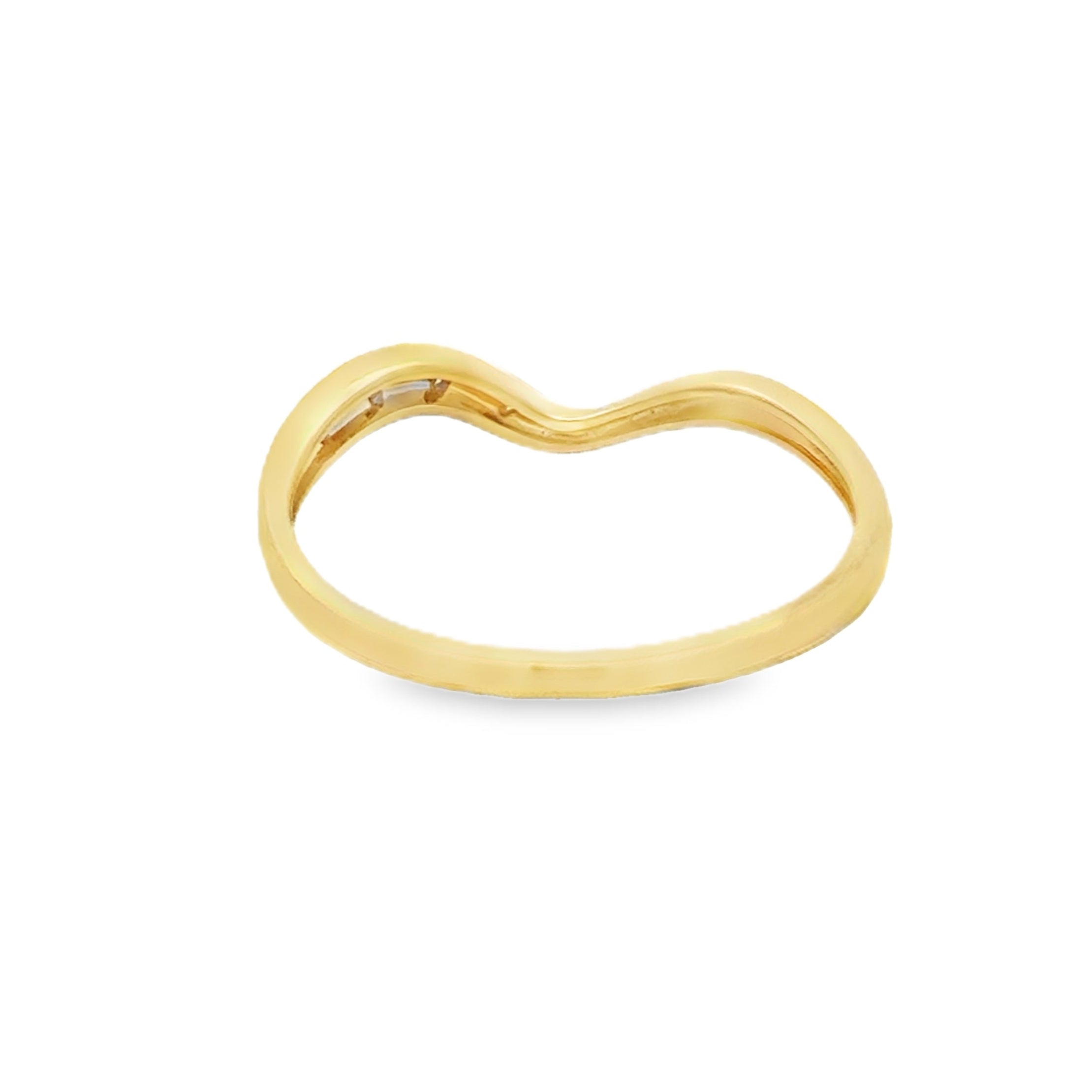 Diamond Set Wave Wishbone Ring 9ct Gold REAR