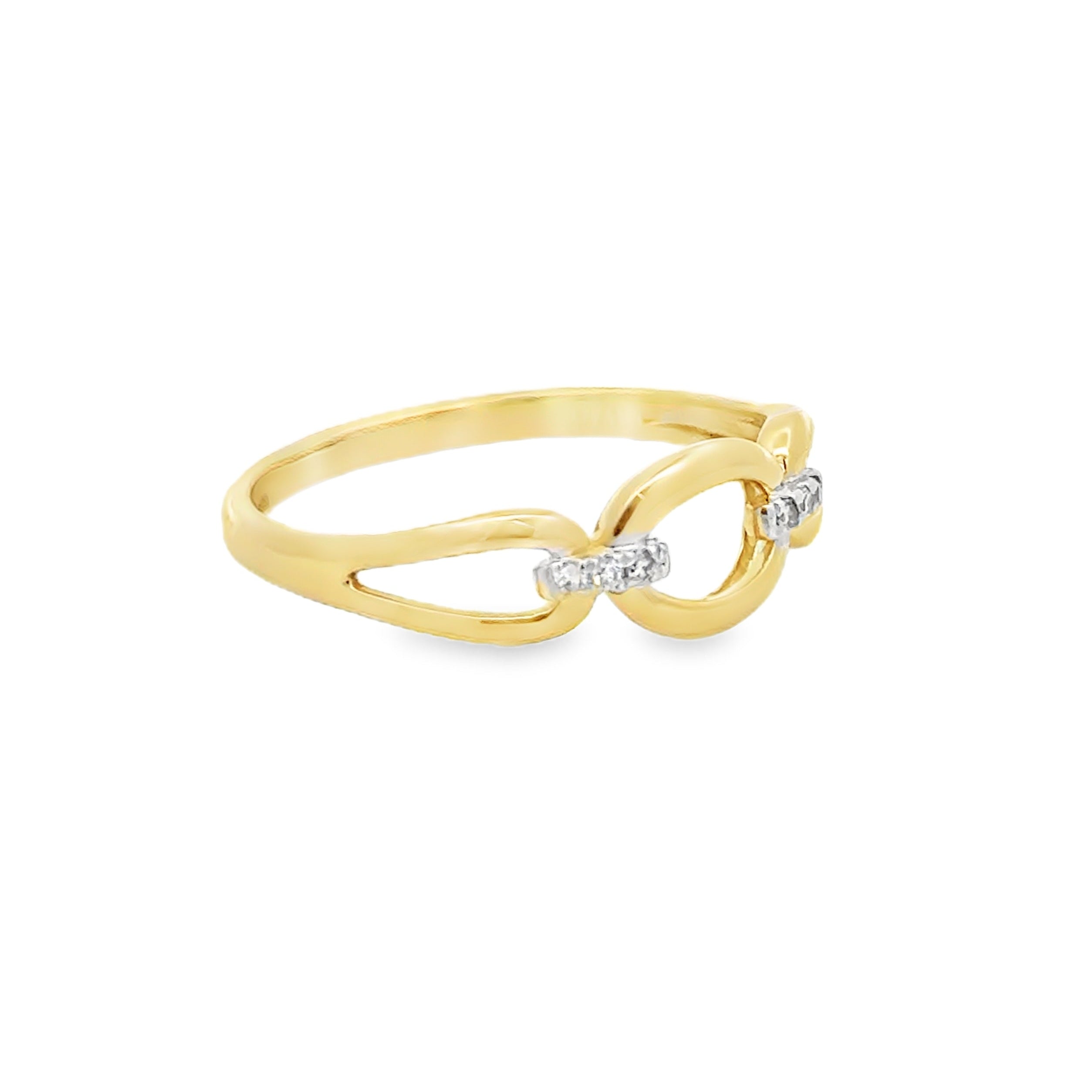 Diamond Open Oval Ring 9ct Gold SIDE