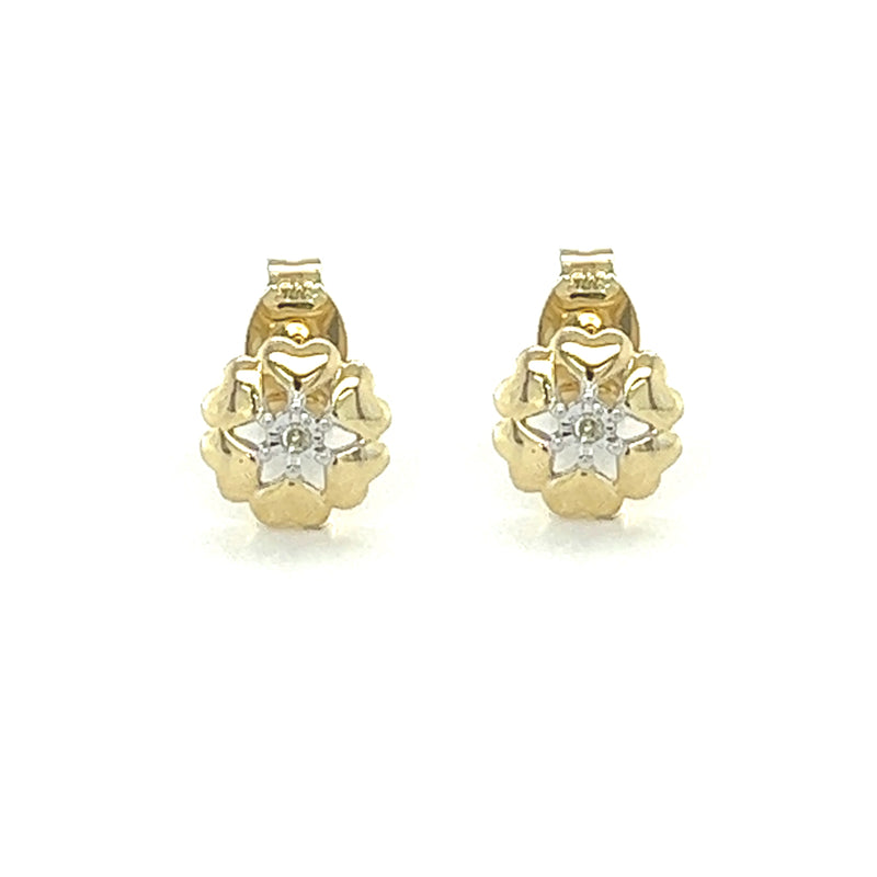 9ct Gold Illusion Set Diamond Stud Earrings